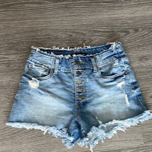 Kut from the Kloth Frayed Hem Blue Jean Shorts